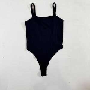 NWT H&M Black Tank Bodysuit‎ S Minimalist Layering Basic Capsule Neutral